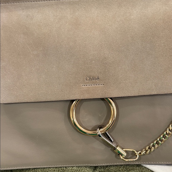 Chloe Taupe Leather and Suede Shoulder Bag - Picture 2 of 3